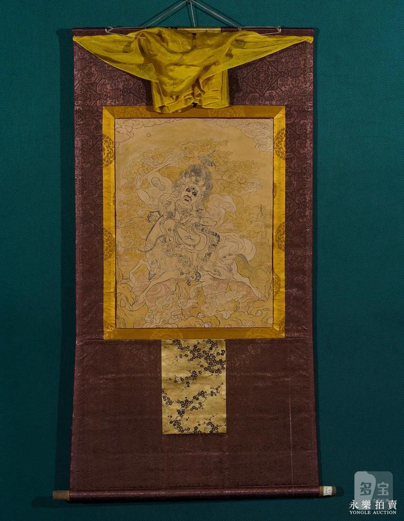 19世纪 （蒙古）白描吉祥天母唐卡 - 图2